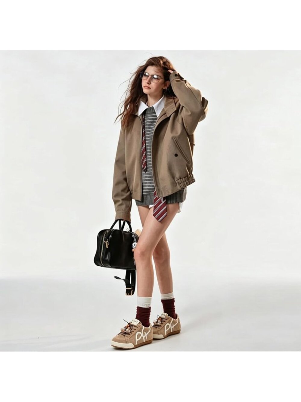 Women's Apricot Leather Lightweight ﻿Retro Gum Sole Walking Fashion Sneakers - Picture 4 of 6
